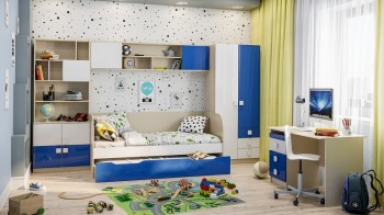 Детская комната Скай Люкс (Синий/Белый/корпус Клен) в Кыштовке - kyshtovka.mebel54.com | фото