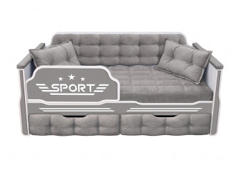 Кровать 170 серии Спорт 2 ящика 45 Серый (подушки) в Кыштовке - kyshtovka.mebel54.com | фото