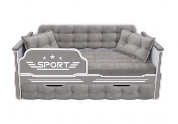 Кровать 190 серии Спорт 1 ящик 45 Серый (подушки) в Кыштовке - kyshtovka.mebel54.com | фото