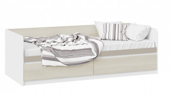 Кровать «Сканди» с 2 ящиками Дуб Гарден/Белый/Глиняный серый в Кыштовке - kyshtovka.mebel54.com | фото