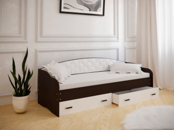 Кровать Софа-8 с мягкой спинкой (900х1900) Венге/ Белый в Кыштовке - kyshtovka.mebel54.com | фото