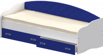 Кровать Софа-8 с мягкой спинкой (900х2000) Белый/Синий в Кыштовке - kyshtovka.mebel54.com | фото