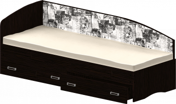 Кровать Софа-9 с мягкой спинкой с рисунком Милана (900х1900) Венге в Кыштовке - kyshtovka.mebel54.com | фото