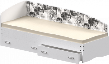 Кровать Софа-9 с мягкой спинкой с рисунком Милана (900х2000) Белый в Кыштовке - kyshtovka.mebel54.com | фото