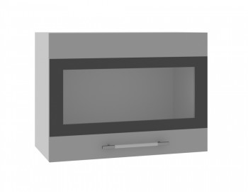 Ройс ВПГСФ 600 Шкаф верхний горизонтальный со стеклом с фотопечатью высокий (Графит софт/корпус Серый) в Кыштовке - kyshtovka.mebel54.com | фото