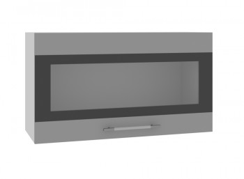 Ройс ВПГСФ 800 Шкаф верхний горизонтальный со стеклом с фотопечатью высокий (Графит софт/корпус Серый) в Кыштовке - kyshtovka.mebel54.com | фото